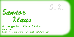sandor klaus business card
